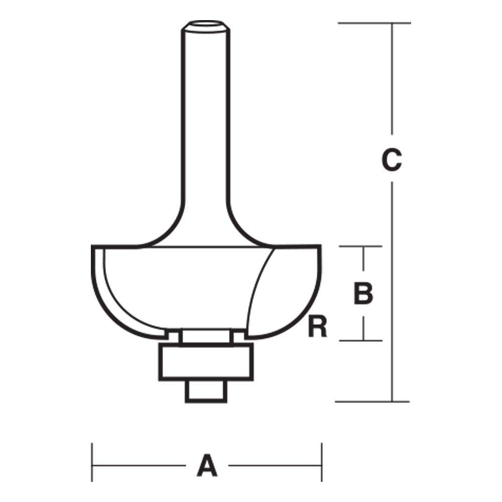 CARBITOOL Router Bit TCT Cove 3 8inch -Radius 1 4inch -Shank T 712 B
