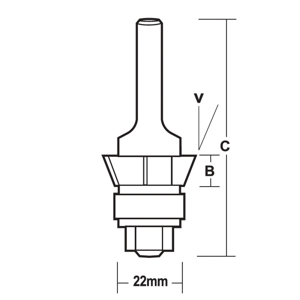 CARBITOOL Router Bit TCT 25-Degree Bevel Bit w.Bearing 4-Flute 1 4inch -Shank TA 194.25 B