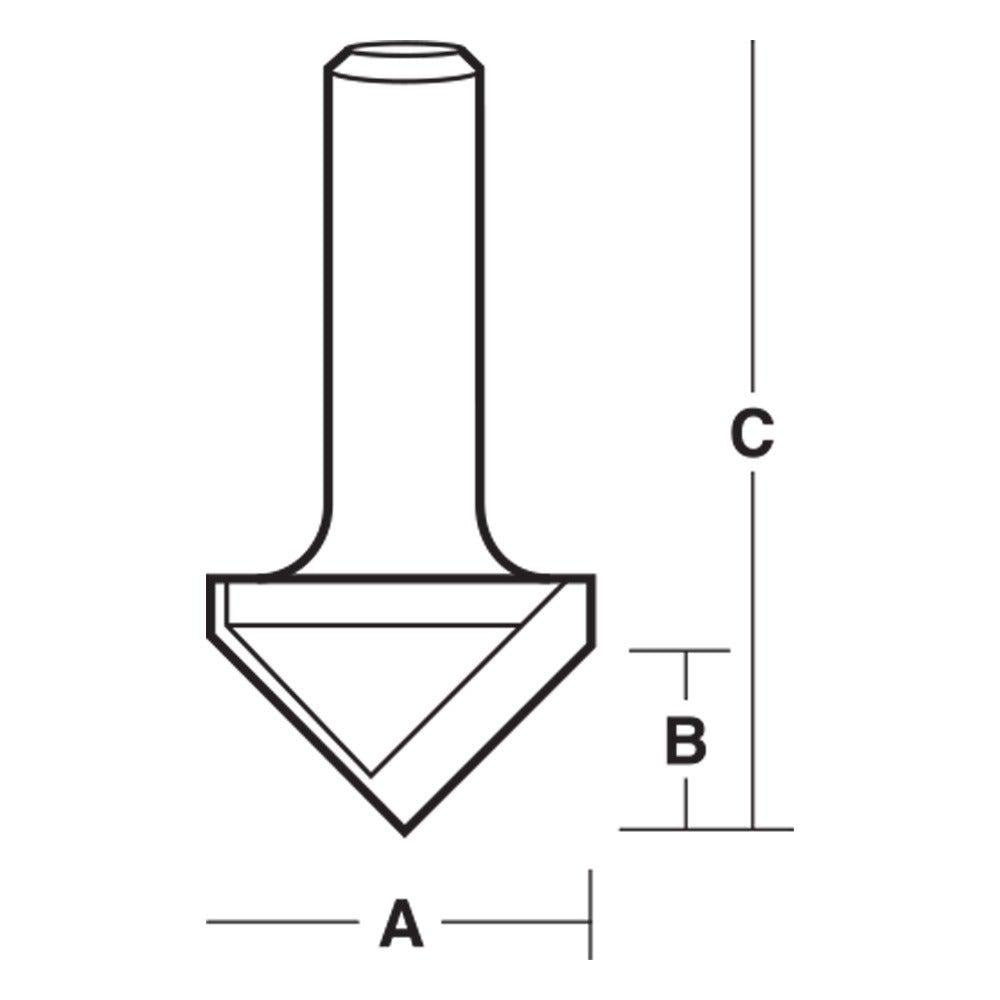 CARBITOOL Router Bit TCT 90-Degree V-Groove 2inch -Diameter 1 2inch -Shank T 1240 1 2