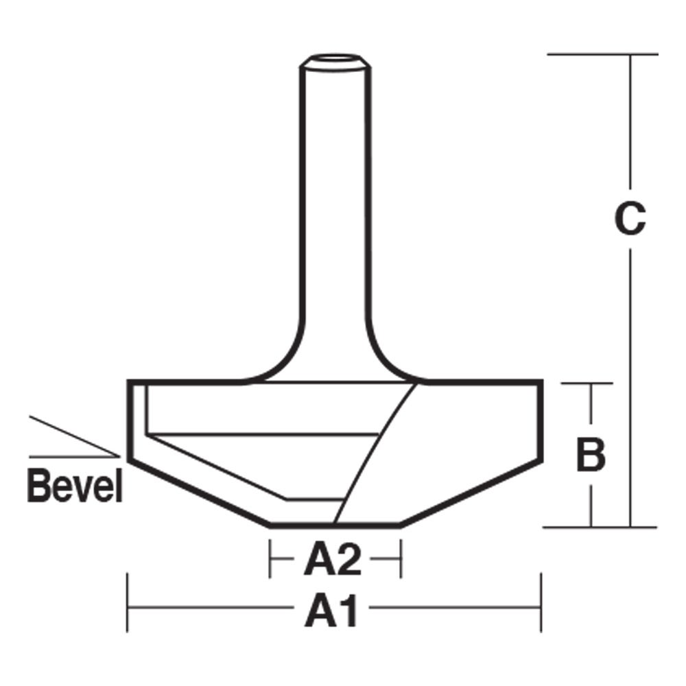 CARBITOOL Router Bit TCT Panel 25-Degree Bevel 25.4mm 1 4inch -Shank TPD 25