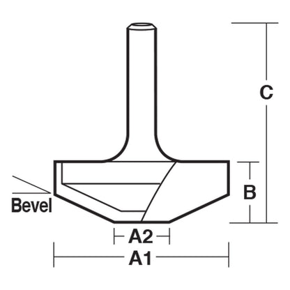 CARBITOOL Router Bit TCT Panel 25-Degree Bevel 25.4mm 1 4inch -Shank TPD 25