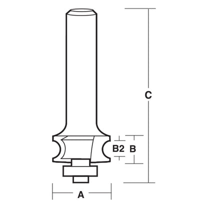 CARBITOOL Router Bit TCT Single Reed w.Bearing 5.5mm-Bead 1 2inch -Shank TRS 3 B 1 2