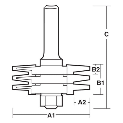 CARBITOOL Router Bit TCT Finger Joint 2.1 2inch -Diameter 1 2inch -Shank TAFJ 60 1 2