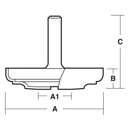 CARBITOOL Router Bit TCT Raised Panels w.Bearing 3inch -Diameter 1 2inch -Shank TPD 6 1 2