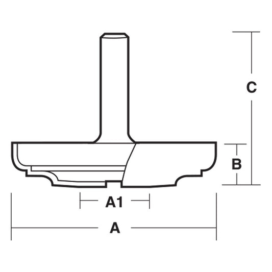 CARBITOOL Router Bit TCT Raised Panels w.Bearing 3inch -Diameter 1 2inch -Shank TPD 6 1 2