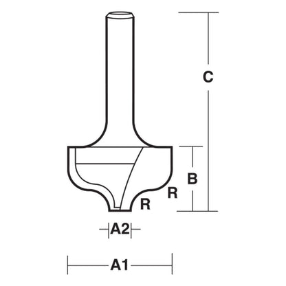 CARBITOOL Router Bit TCT Fine Point Ogee 1 4inch -Radius 1 2inch -Shank TF 7509 1 2
