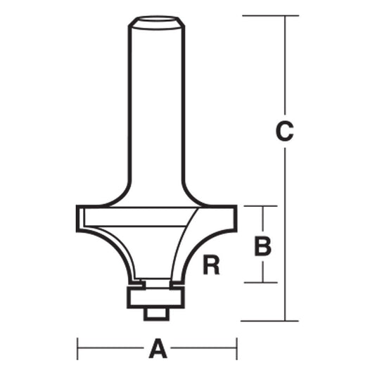 CARBITOOL Router Bit TCT Round Over w.Bearing 5 8inch -Radius 1 2inch -Shank T 520 B 1 2