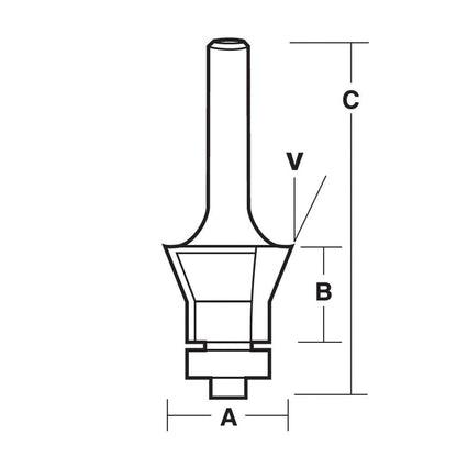 CARBITOOL Router Bit TCT Bevel Trimming 22-Degree 1 4inch -Shank T 192.22 B