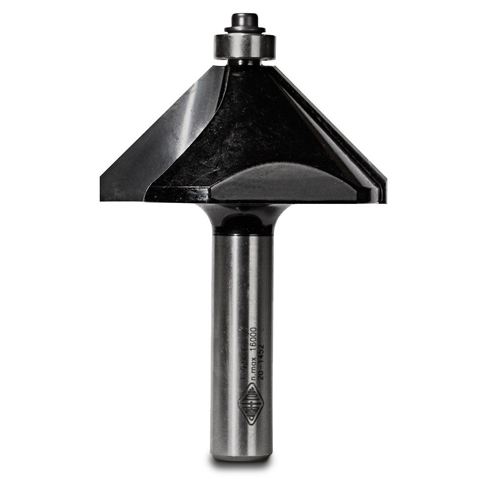CARBITOOL Router Bit TCT 45-Degree Chamfer w.Bearing 2.1 4inch -Diameter 1 2inch -Shank T 924 B 1 2