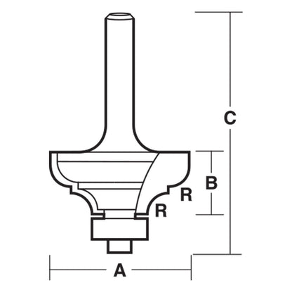 CARBITOOL Router Bit TCT Provincial w.Bearing 1 8inch -Radius 1 4inch -Shank TCR 8 B