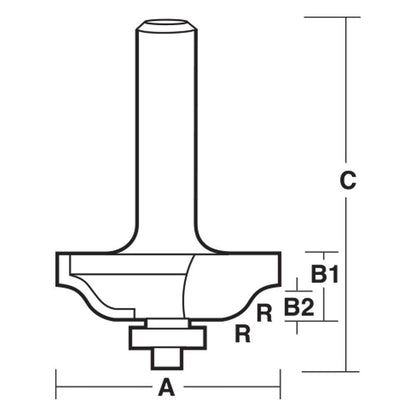 CARBITOOL Router Bit TCT Shallow Roman Ogee 3 8inch -Radius 1 2inch -Shank TS 5712 B 1 2