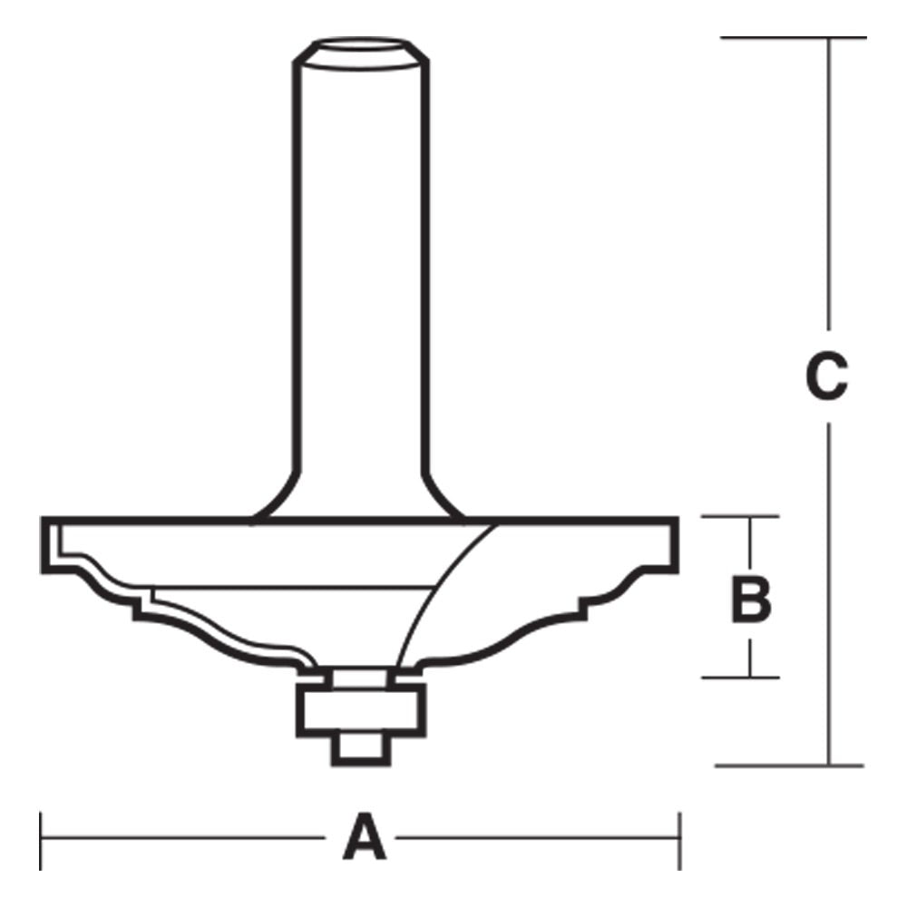 CARBITOOL Router Bit TCT Edge and Draw Face w.Bearing 66mm-Diameter 1 2inch -Shank TEF 01 B 1 2