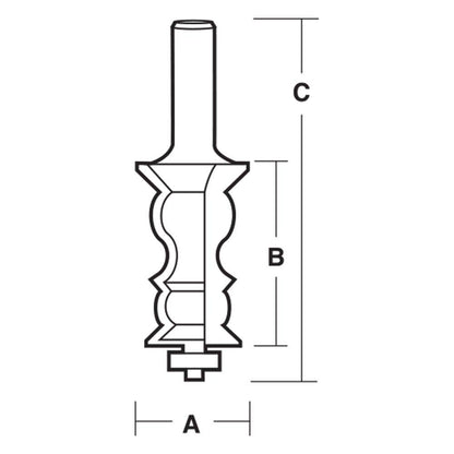 CARBITOOL Router Bit TCT Face Moulding w.Bearing 1.1 8inch -Diameter 1 2inch -Shank TFM 72 B 1 2