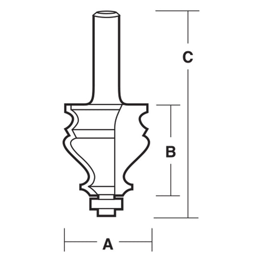 CARBITOOL Router Bit TCT Face Moulding 1.1 2inch -Diameter 1 2inch -Shank TFM 36 B 1 2