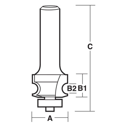 CARBITOOL Router Bit TCT Drawing Line Bit w.Bearing 10.3mm 1 4inch -Shank TDL 6 B
