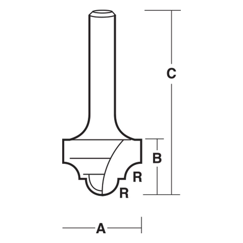 CARBITOOL Router Bit TCT Classical 1 4inch -Radius 1 2inch -Shank TC 16 1 2