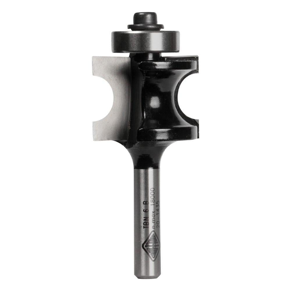 CARBITOOL Router Bit TCT Bullnose Bit w.Bearing 10.3mm 1 4inch -Shank TBN 6 B
