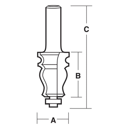 CARBITOOL Router Bit TCT Face Moulding 1.1 8inch -Diameter 1 2inch -Shank TFM 54 B 1 2