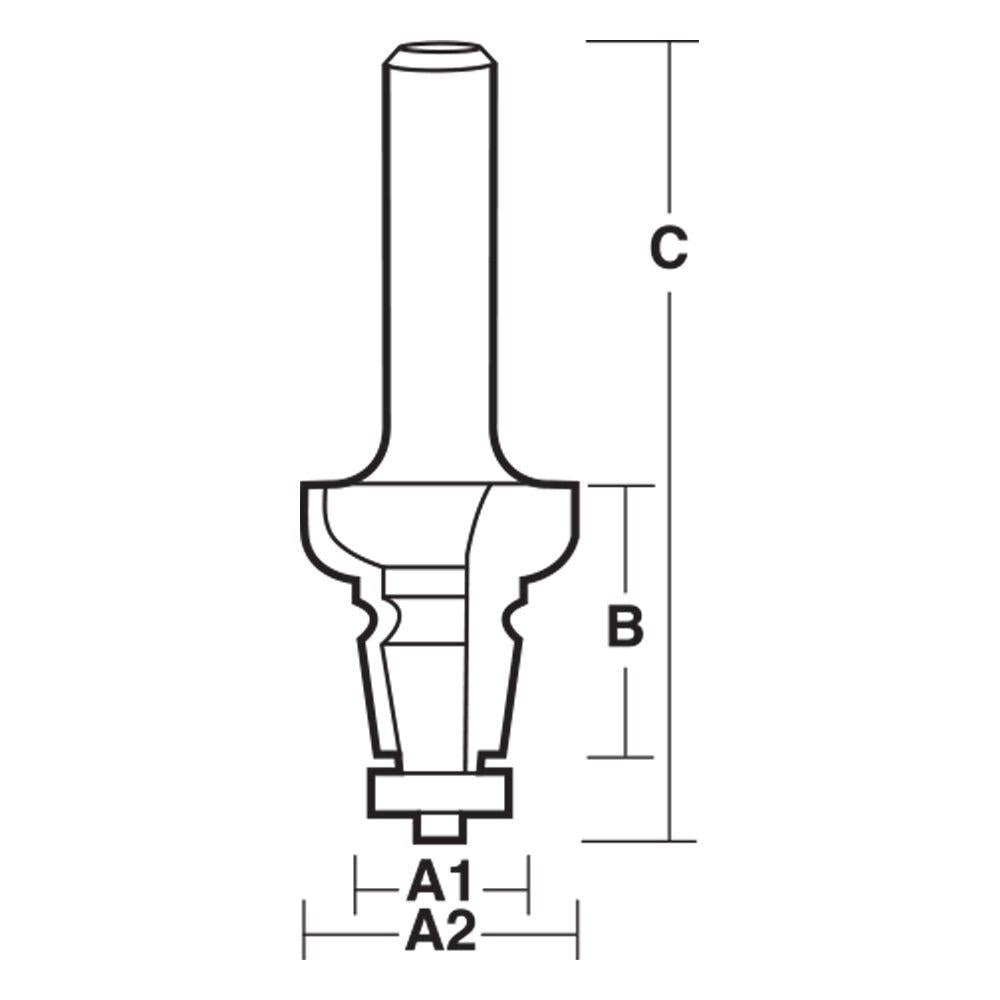 CARBITOOL Router Bit TCT Face Moulding w.Bearing 1.1 4inch -Diameter 1 2inch -Shank TFM 03 B 1 2