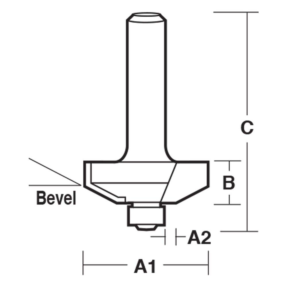 CARBITOOL Router Bit TCT Raised Panel w.Bearing 25-Degree Bevel 1 2inch -Shank TRP 40 B 1 2