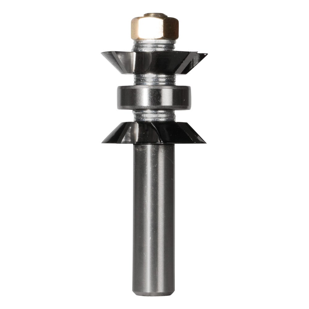 CARBITOOL Router Bit TCT 45 Deg Double Bevel Assembly 1-3 8inch -Diameter 1 2inch -Shank TDA 194.45B 1 2