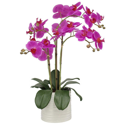 CGH Artificial Orchid With Ribbed Pot 67cm Pink