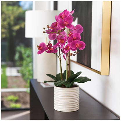 CGH Artificial Orchid With Ribbed Pot 67cm Pink