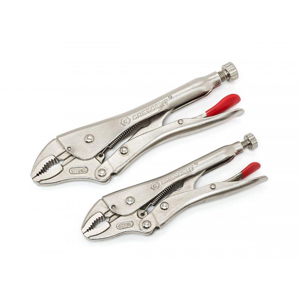 CRESCENT 2 Pc. 175MM 7 and 250MM 10 Curved Jaw Locking Pliers w Wire Cutter Set CLP2SETN-08