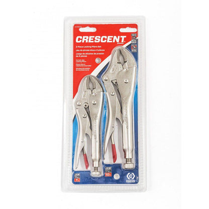 CRESCENT 2 Pc. 175MM 7 and 250MM 10 Curved Jaw Locking Pliers w Wire Cutter Set CLP2SETN-08