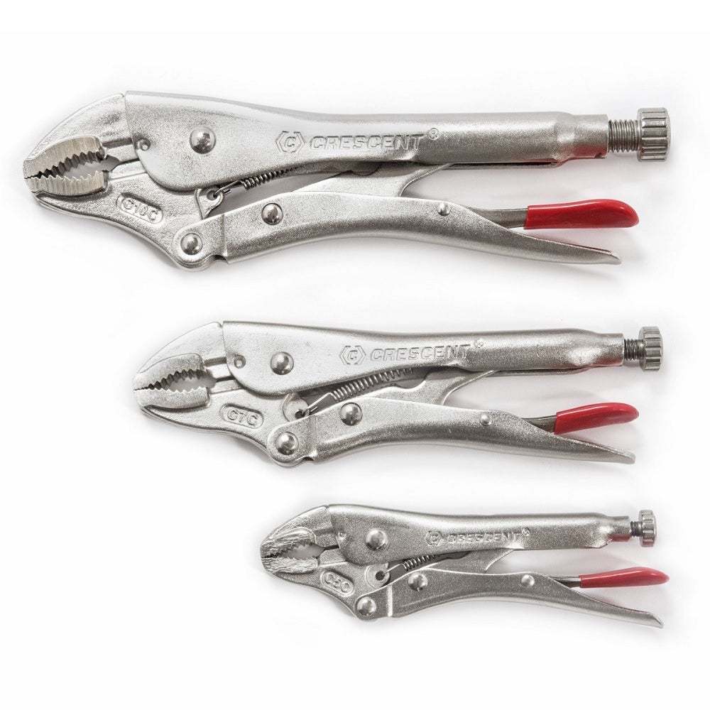 CRESCENT 3 Piece Curved Jaw Locking Pliers with Wire Cutter Set CLP3SETN