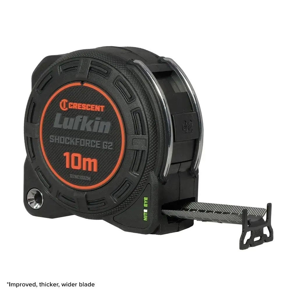 CRESCENT LUFKIN 10m x 32mm Shockforce Nite Eye Gen 2 Tape Measure - Black G2NE1032M