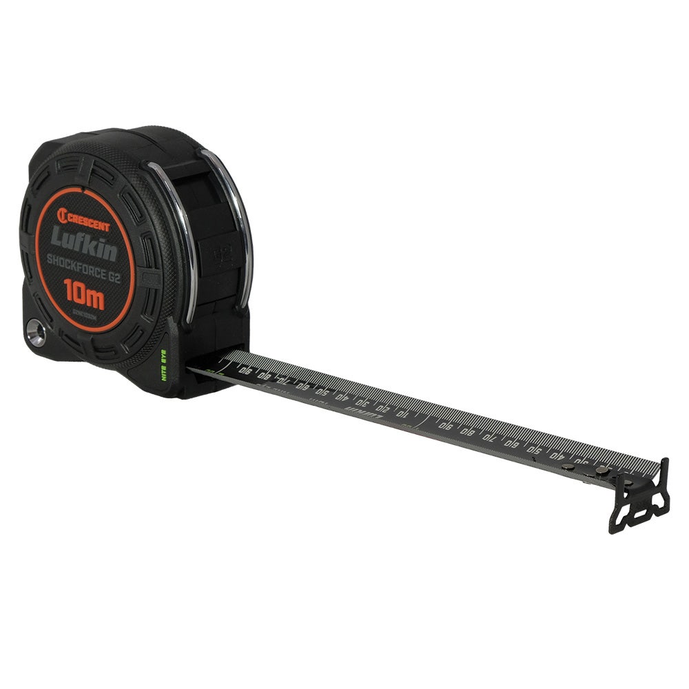 CRESCENT LUFKIN 10m x 32mm Shockforce Nite Eye Gen 2 Tape Measure - Black G2NE1032M