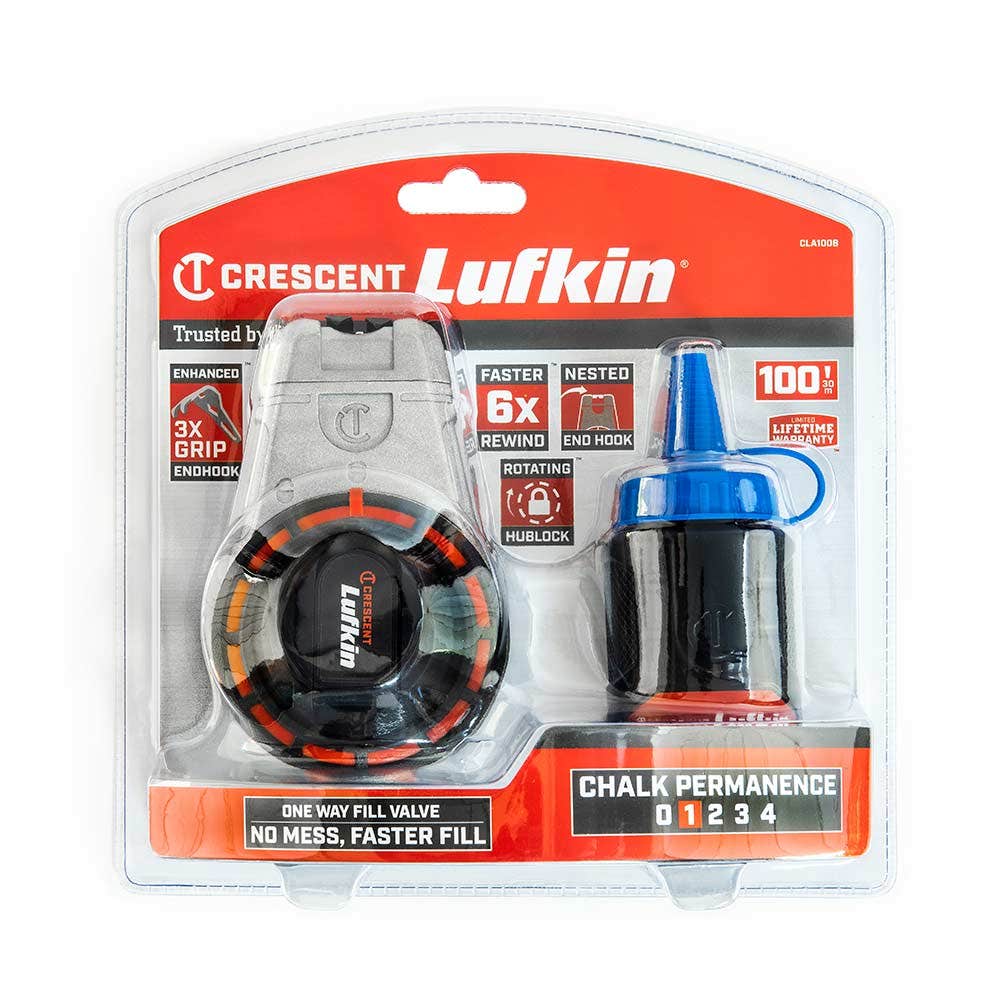 CRESCENT LUFKIN 30m Aluminum Chalk Reel w 3oz Blue Chalk CLP100B