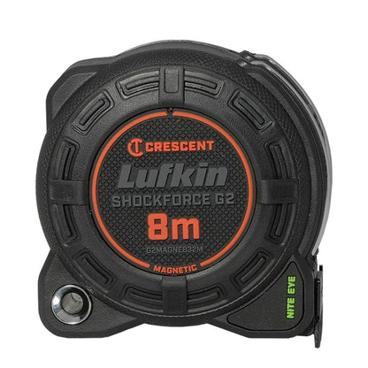 CRESCENT LUFKIN 8m x 32mm Shockforce Nite Eye Gen 2 Magnetic Tape Measure - Black G2MAGNE832M