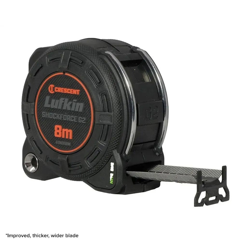 CRESCENT LUFKIN 8m x 32mm Shockforce Nite Eye Gen 2 Tape Measure - Black G2NE832M