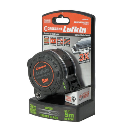 CRESCENT LUFKIN 8m x 32mm Shockforce Nite Eye Gen 2 Tape Measure - Black G2NE832M