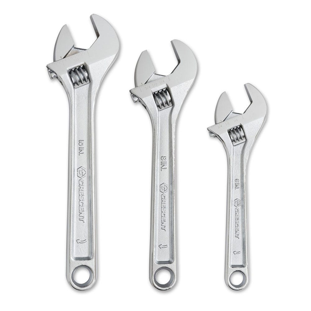 CRESCENT Wrench Set Adjustable Chrome 3pc 150mm 200mm 250mm