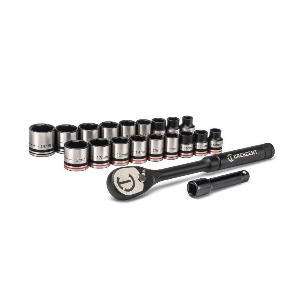 CRESCENT X10 3 8'' Drive Socket Set 20 Piece Metric SAE CSWS38B