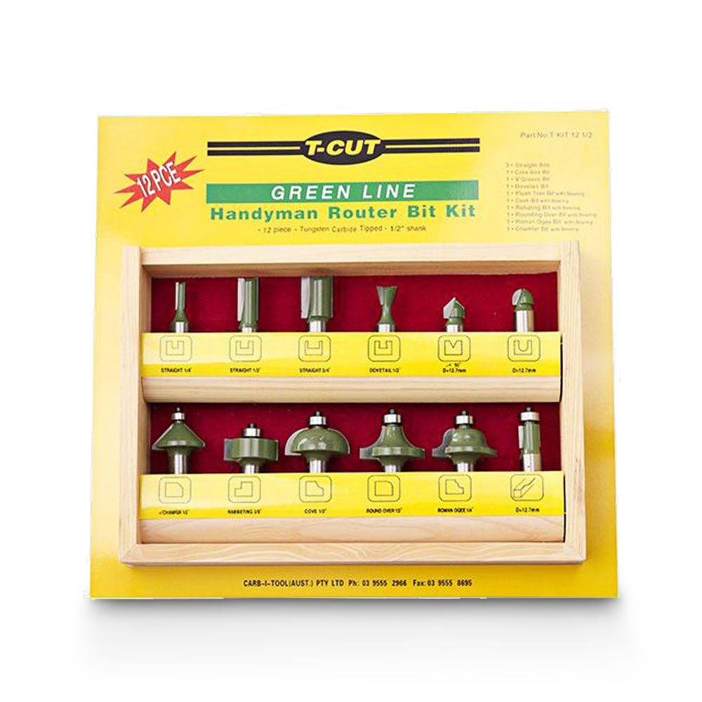 Carbitool TCT Router Bit Set - 1 2inch Shank - 12 Piece TKIT-12-1 2