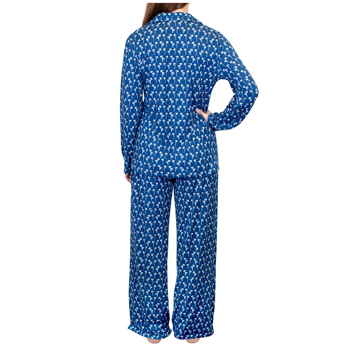 Caribbean Joe Women's Pyjama Set 2pc Cream Palm