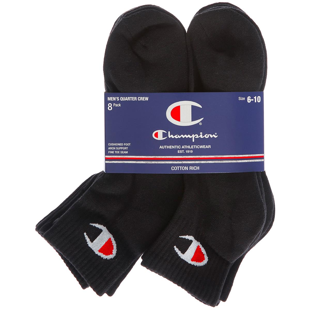 Champion Men's 1/4 Crew Sock 8pk White