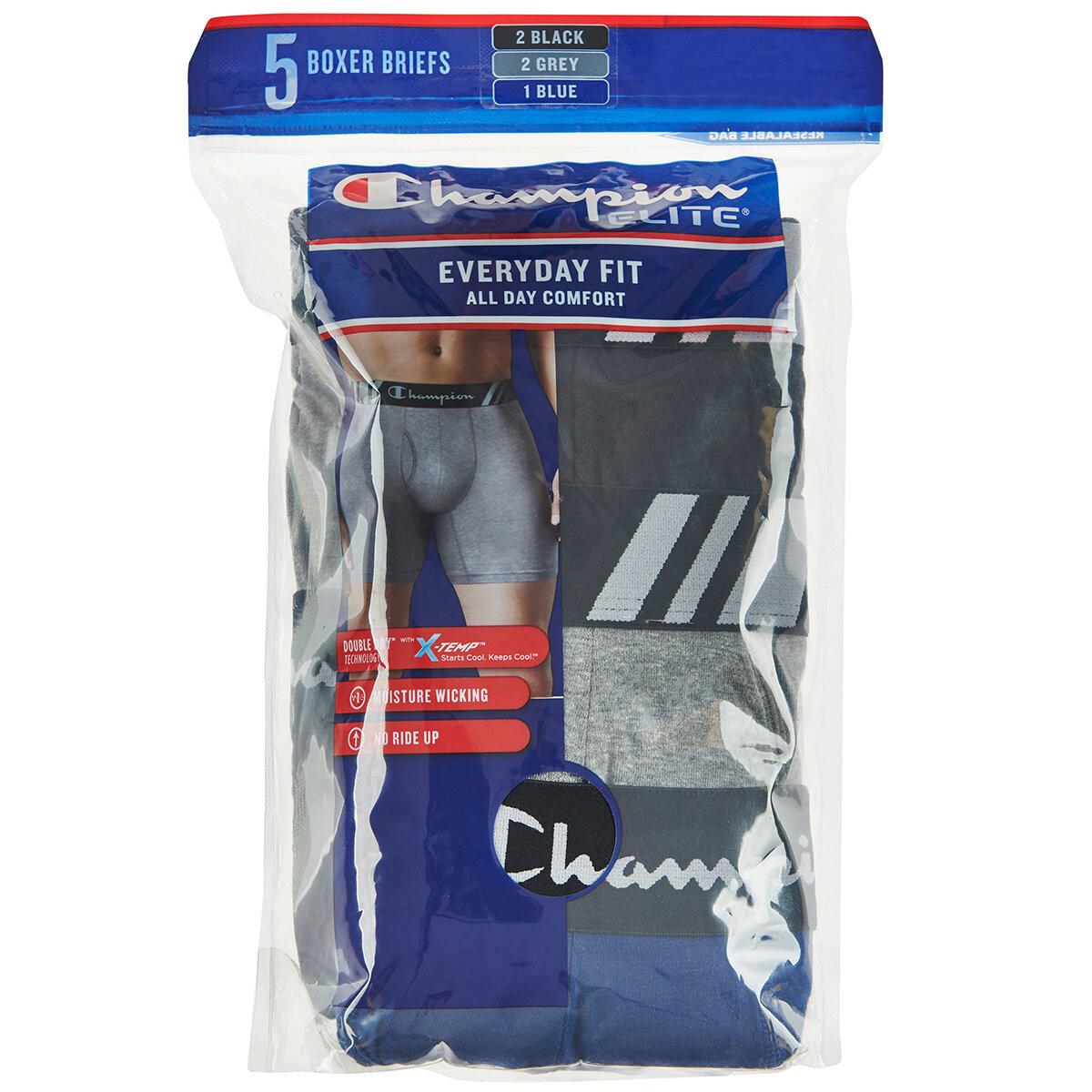 Champion Men's Boxer 5 Pack Charcoal Black Medium