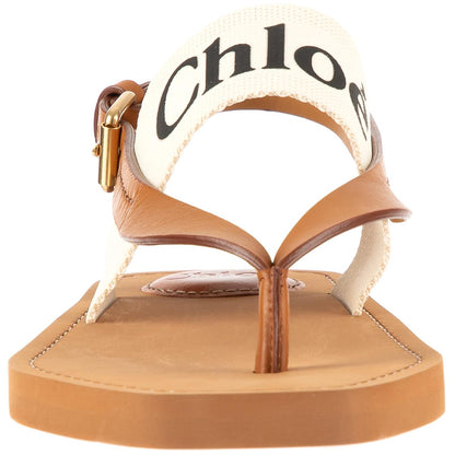 Chloe Women's Logo Print Canvas Sandal White