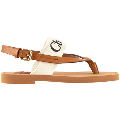Chloe Women's Logo Print Canvas Sandal White