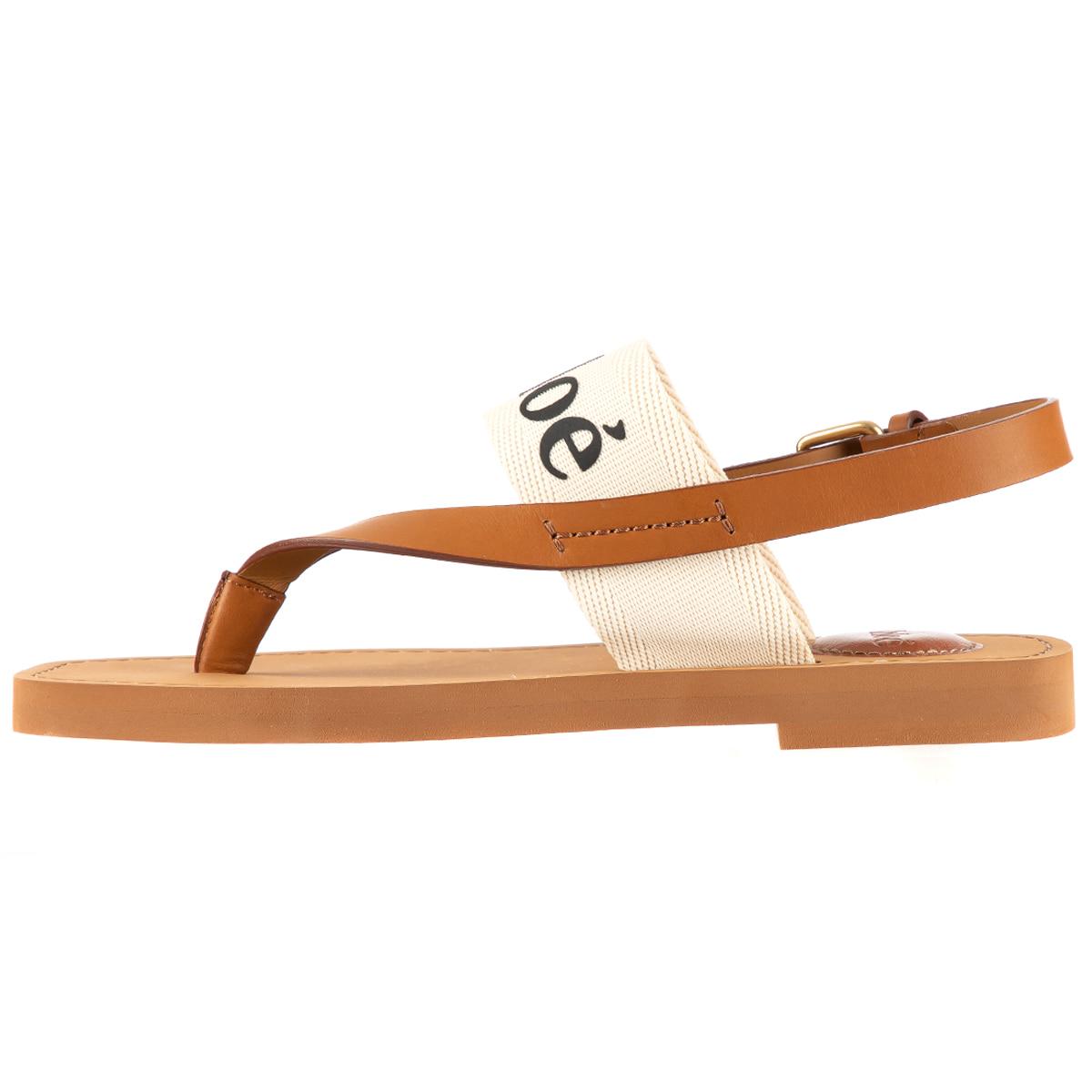 Chloe Women's Logo Print Canvas Sandal White