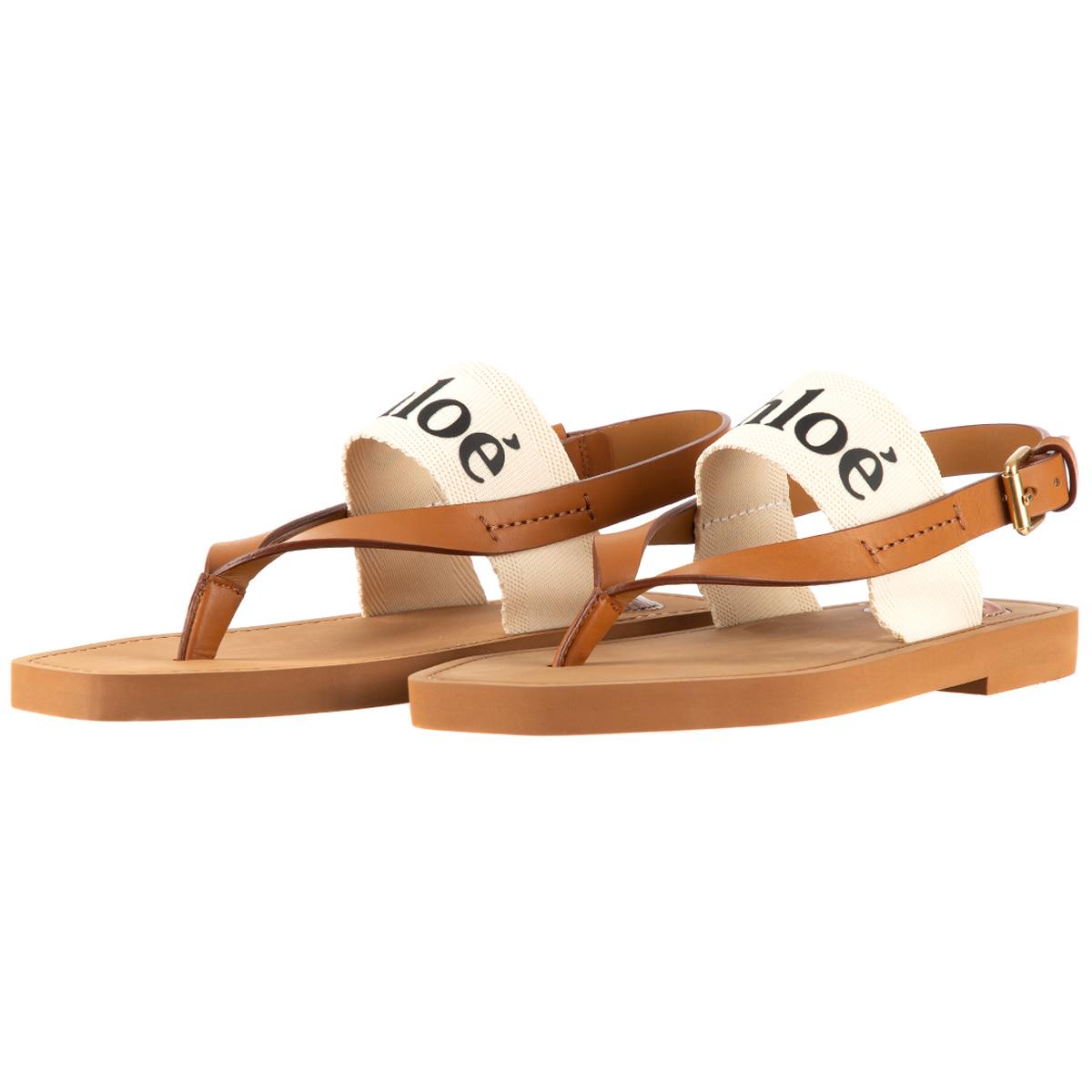 Chloe Women's Logo Print Canvas Sandal White