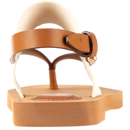 Chloe Women's Logo Print Canvas Sandal White