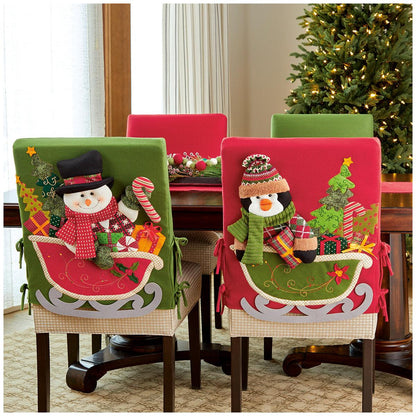 Christmas Chair Covers 2 Pack Snowman And Penguin