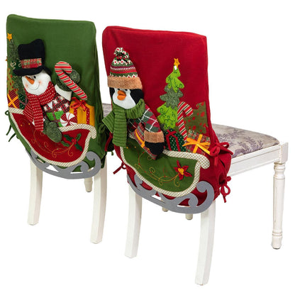 Christmas Chair Covers 2 Pack Snowman And Penguin