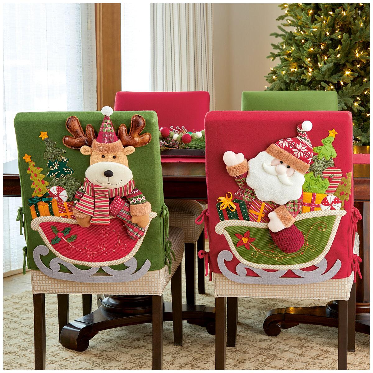 Christmas Chair Covers 2 Pack Santa And Moose